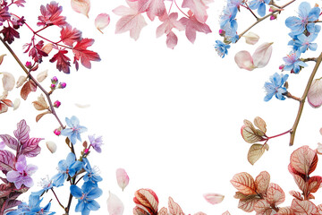 cherry blossom flower border on transparent background overlay texture with copy space