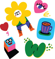 illustration of a set of icons for children