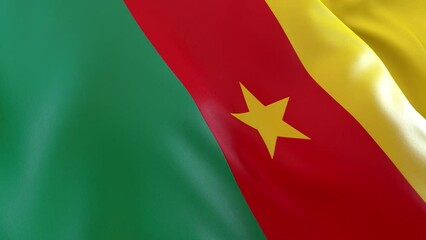Cameroon Flag Low Angle Close up - 3D render	
