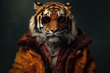 Portrait of a handsome fashionable tiger.