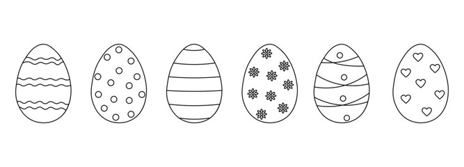 Doodle style Easter Eggs collection. Perfect for design elements Easter greetings