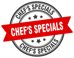 chef's specials stamp. chef's specials label on transparent background. round sign
