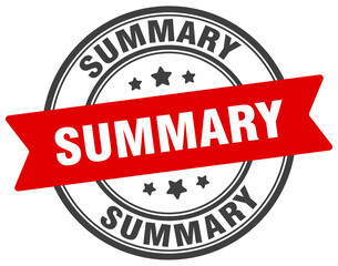 summary stamp. summary label on transparent background. round sign