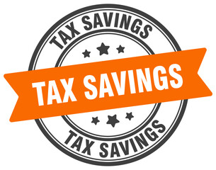 tax savings stamp. tax savings label on transparent background. round sign