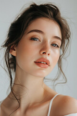 Naklejka premium Serene beauty of a young woman with perfect skin light makeup