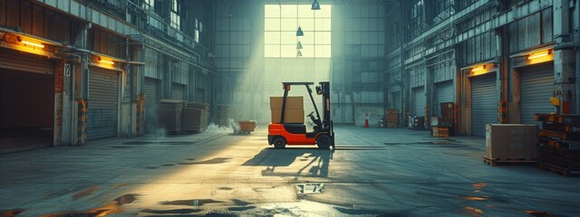 Forklift Parked in Warehouse