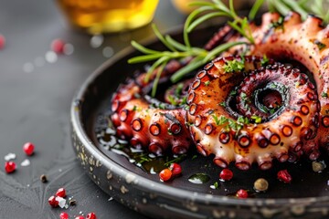 Traditional food, octopus is served in an interesting way and looks delicious. Generate AI image