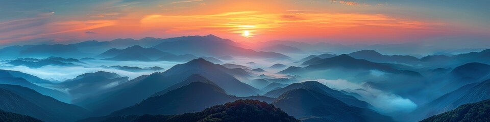 Obraz premium Sunset Over Mountain Range