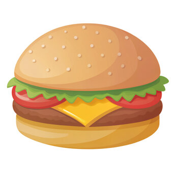Image of cartoon hamburger and cheeseburger on transparent background, food delicious icon design for logo pattern etc.