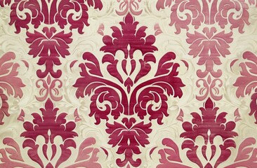 Obraz premium Red and Beige Floral Wallpaper
