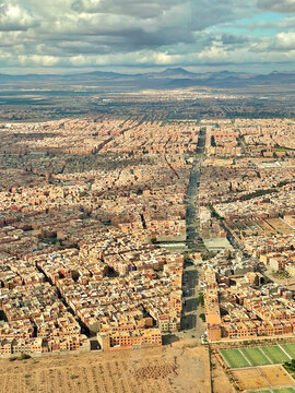 Aerial picture of Marrakech, Morocco, taken from the air