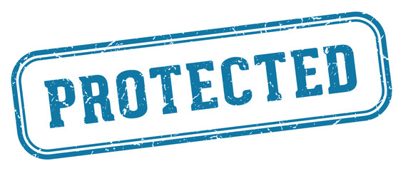 protected stamp. protected rectangular stamp on white background