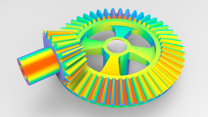 3D rendering - bevel gear assembly finite element analysis