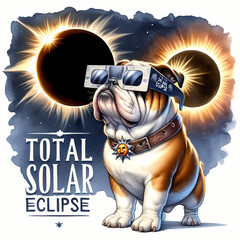 American Total Solar Eclipse with Dogs - obrazy, fototapety, plakaty