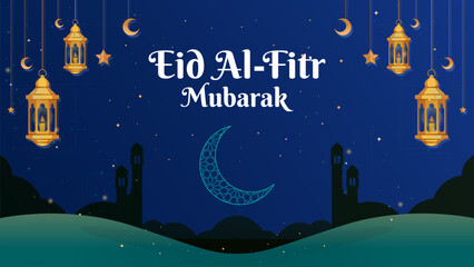 Ramadan kareem islamic background with element moon and lamp