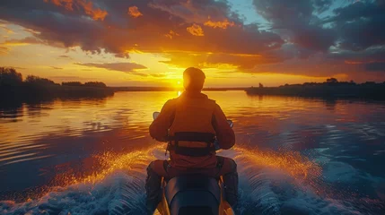 Foto auf Acrylglas Person Riding Boat on Body of Water © olegganko