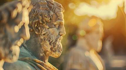 Group of ancient stoic greek philosophers, Marcus aurelius, Aristotle with blur background - obrazy, fototapety, plakaty