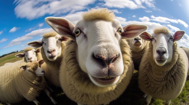 Close-up selfie portrait of a sheep.