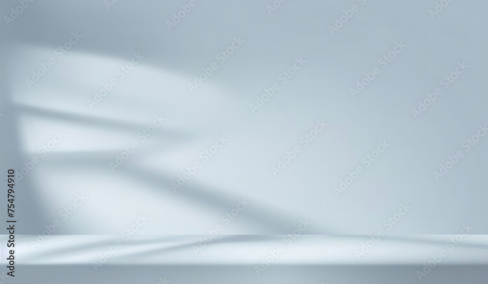 Fototapete minimalistic simple abstract light blue background for product presentation. shadow and light from w