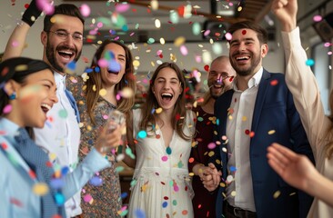 Celebrating success in the office with colleagues