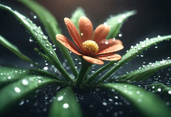 flower with water droplet