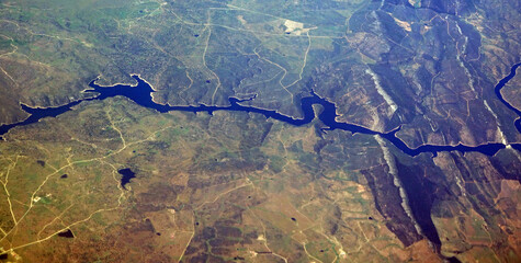 Fluss, aus einem Flugzeug gesehen