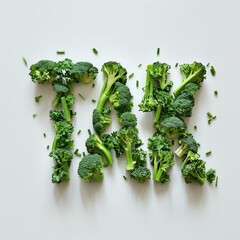 Warzywa mówią TAK. Słowo Zdrowy styl życia z zieleniną. Wiadomość Tak dla brokułów! Znak Wegańskie przekąski. Zawsze mów tak warzywom. Szczupła sylwetka i witaminy. Napis tak. - obrazy, fototapety, plakaty