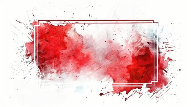 Red Watercolor Background With Thin Frame