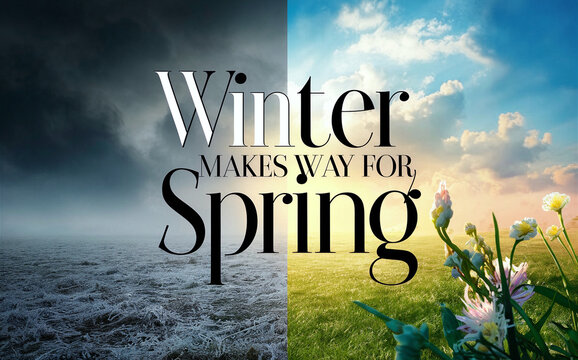 A striking split-screen image showcasing the contrast between winter and spring. Generative Ai