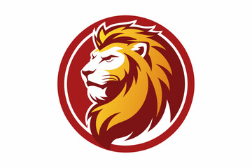  create a lion logo  icon  in circle  on white background.