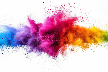 Color Explosion - Dynamic Powder Burst with Vivid Colors on White Background