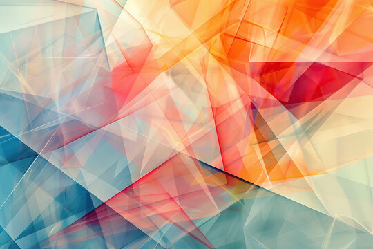 colourful horizontal image of abstract geometric transparent background Generative AI