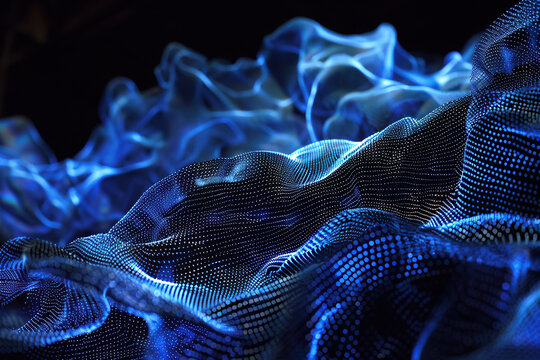 horizontal image of lightened blue mesh wavy abstract background Generative AI
