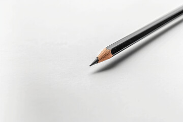 close up image of a pencil over a blank white paper, copy space Generative AI