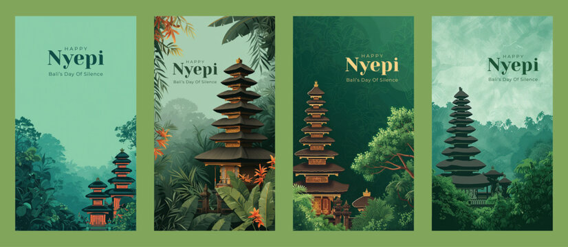 Happy Nyepi Day social media stories bundle template
