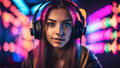 Portrait of the Beautiful Young Pro Gamer Girl