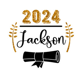 Lettering template for a graduate 2024 with a place for the name