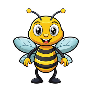 Cartoon bee mascot illustration on white background