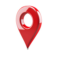 3D Render red Location Pinpoint Icons on White Background for Navigation Concepts
