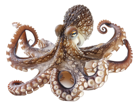 octopus cutout isolated on transparent png background
