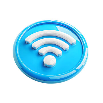 3D render WiFi Round Glossy Icon on Transparent Background