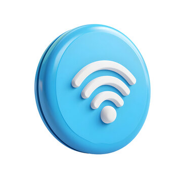 3D render WiFi Round Glossy Icon on Transparent Background