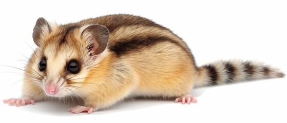  a close up of a small animal on a white background with a blurry look on it's face.