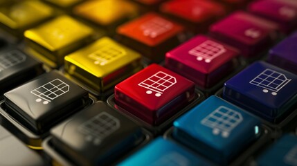 Colorful Keyboard With Shopping Cart Key