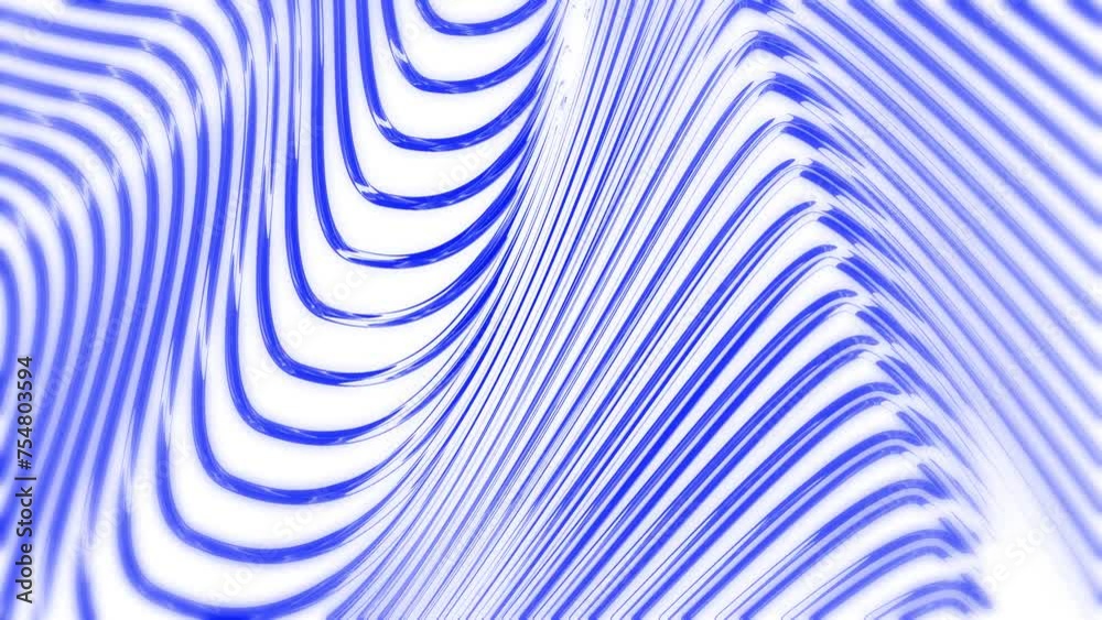 Wall mural blue and white wave seamless loop pattern abstract motion background. 3d animation