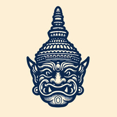 Yaksha translate the Guardian Giant In Thailand, vector logo icon sticker tattoo. - obrazy, fototapety, plakaty