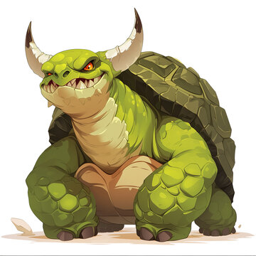 Cute Tortoise Devil. Vector Illustration PNG Image
