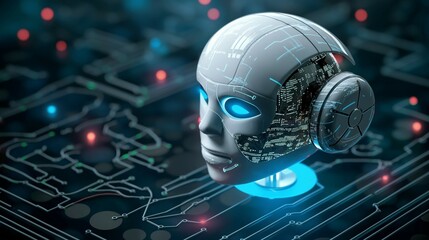 AI Robot With A Virtual Digital Technology Concept.