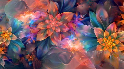 Fototapeten Macro closeup of fractal flower, digital artwork for creative graphic design © Anastasiia