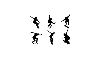 skate board silhouette vector, silhouette of skate board people,